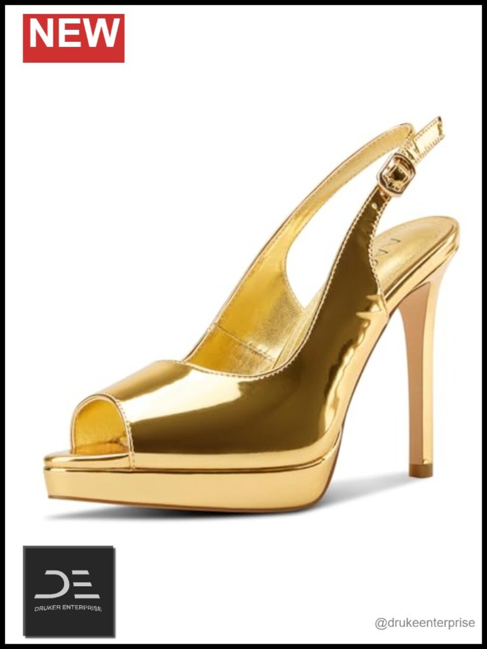 4.3 Inch Platform Stiletto Heels Peep Toe Slingback High Heel Sandals Party